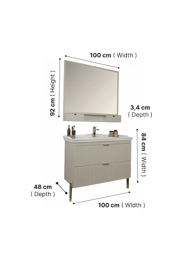 Kobos Noble 100 Cm Banyo Dolabı Seti Luna Gri