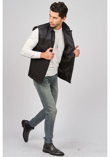 Daynax Erkek Içi Kürklü Cep Detaylı Yelek 492908 Siyah Siyah