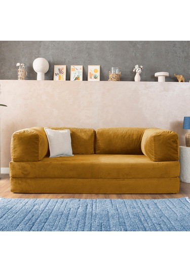 Argimo Godila Çok Amaçlı Sofa Çift Kişilik Yatak Koltuk Hardal