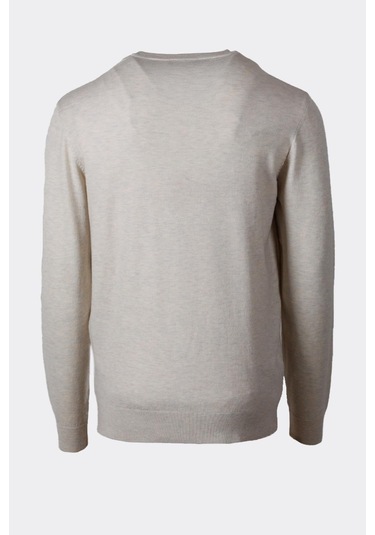 Erkek Triko Bisiklet Yaka Ekru Yün Görünümlü Tüylenmez 3009 Ekru