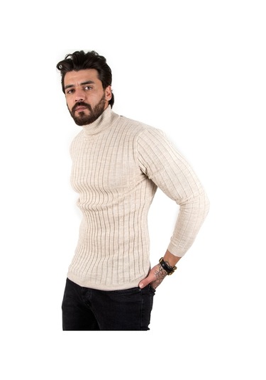 Deepsea Erkek Taş Yarım Balıkçı Örme Kazak 2100017 Taş