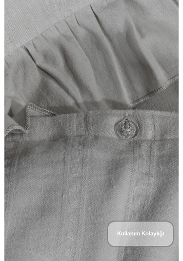 Elart Romantic Nevresim Takımı Çift Kişilik Lastikli Çarşaf 200x220 Cm Gri Gri