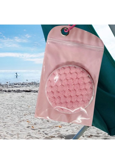 Suntek Kum Temizleme Torbası Fırçası Cilt Dostu Plaj Pembe Pembe