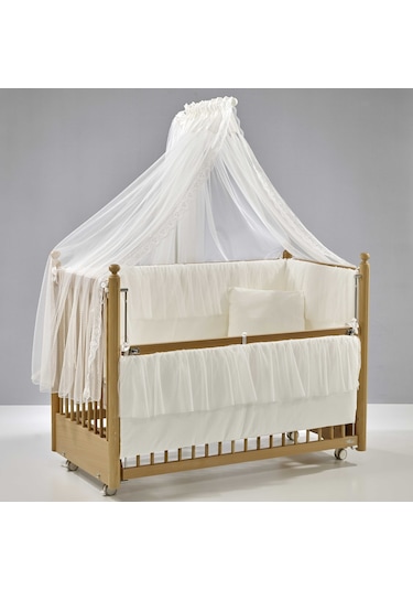 Meltem Kids Mondo Sallanır Ahşap Anne Yanı Beşik 60 x 120 CM Naturel Ekru