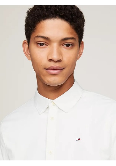 Erkektjm Stretch Slim Fit Gömlek - Beyaz Beyaz