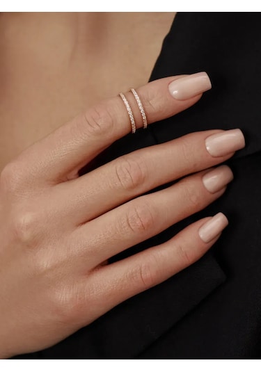 Zoloto Russkih 925 Ayar Gümüşten Çift Taraflı Altın Kaplama Parmak Ekleği Halkası 183657127 Gri