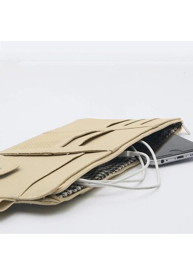 Araba Güneşlik Organizatör Oto Iç Aksesuarları Depolama Cep Kılıfı Pu Beige