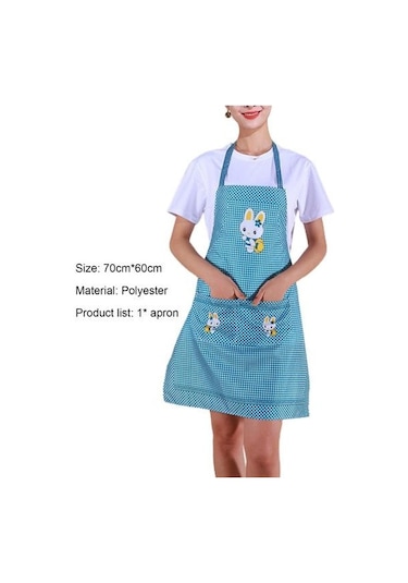 Mavi Kadın Önlük Kolsuz Silin El Çift Cep Yaratıcı Sevimli Karikatür Tavşan Yetişkin Bayan Ev Gereçleri