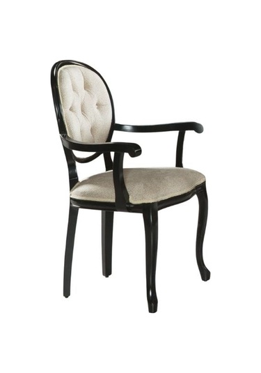 Madalyon Kolçaklı Kapitoneli Sandalye Siyah