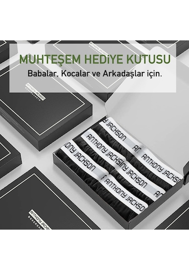 Anthony Jackson Douglas Likralı Premium Erkek Boxer 6'lı Kutu - Siyah