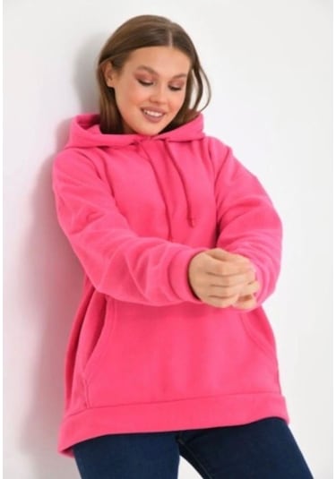 Lovie Moda Kadın Kapşonlu Sweatshirt Pembe