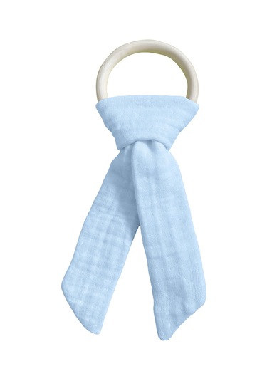 Pamuk Muslin Bebek Diş Kaşıyıcı Yıkanabilir Ahşap Mavi