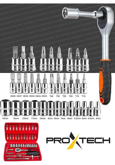 PROXTECH 49 Parça Mini Lokma Takımı Otomatik Cırcırlı 1/4"