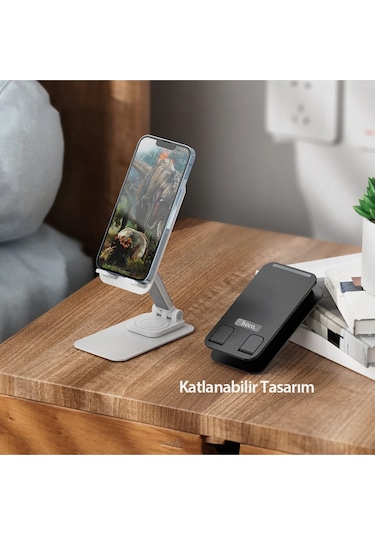 Hoco. Ph50 Ayarlanabilir Katlanabilir Masaüstü Telefon Tablet Tutucu - Siyah Siyah