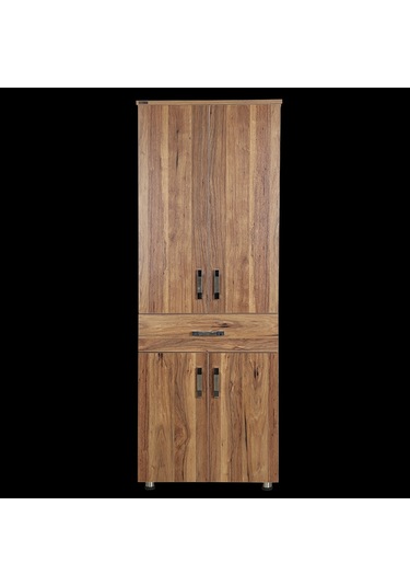 Çok Amaç 12688 Dolap 180 Model Hard Parlak Ceviz Suntalem 4raf 1çekmec El Yapım