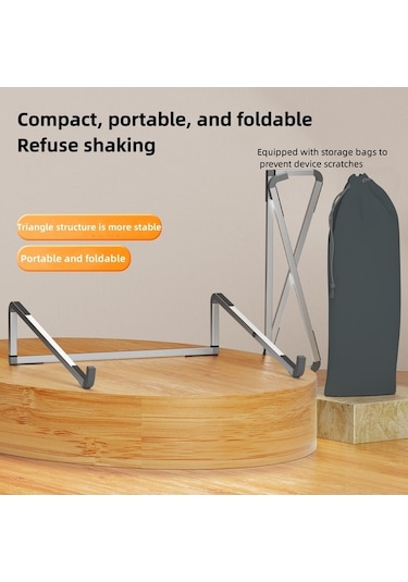 Ebitda Alüminyum Alaşımlı Katlanabilir Dizüstü Bilgisayar Standı - Siyah Dizüstü Soğutma Braketli, Omurga Destekli, Taşınabilir, 17,3 Uygun