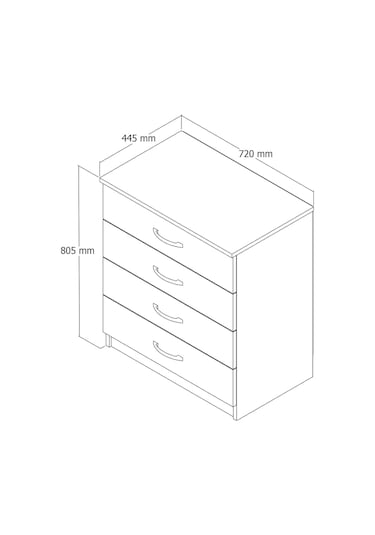 Şifonyer 4 Çekmeceli Çam - Sfy0102