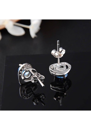 Mavi Tancise 925 Ayar Gümüş Zirkon Küpe Damla Küpe Kadınlar Için Düğün Hediyeleri