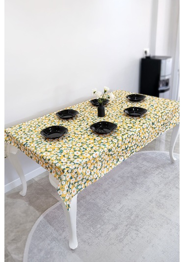 Sufre Sıvı Geçirmez Masa Örtüsü Sofra Bezi Sofra Örtüsü Piknik Örtüsü Sarı Papatya