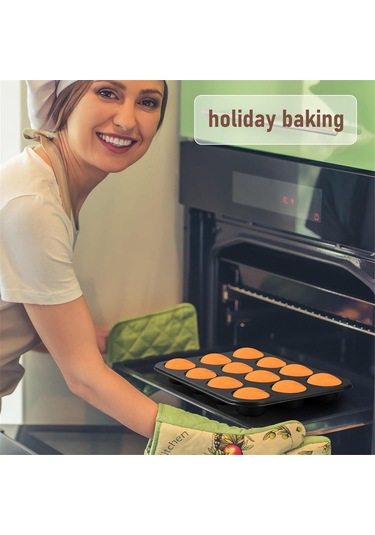 Paket Yapışmaz Muffin Kalıbı Karbon Çelik Kek Kalıbı Muffin Kalıbı Siyah