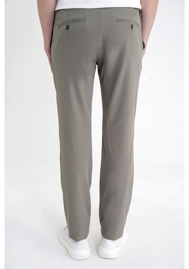 Regular Fit Yan Cep Doku Desenli Beli Lastikli Haki Pantolon P 1212