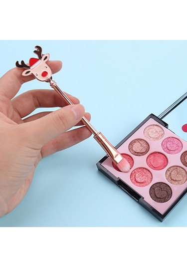 Teltree Noel Temalı Yüksek Kaliteli Makyaj Fırçası Seti - Fondöten, Allık, Göz Farı Ve Dudak Fırçaları İçeren Pratik Çantalı Set