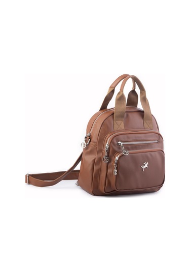 Nas Bag Kadın Çok Gözlü Dönüştürülebilir El Omuz Ve Sırt Çantası Taba Yıkamalı En : 28 Cm Boy :25c M Çok Renkli