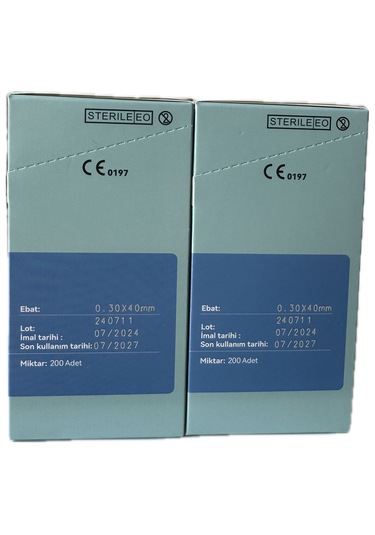 Akupunktur İğnesi Kuru İğne 0.30x40 Mm 200lük Paket 2 Kutu