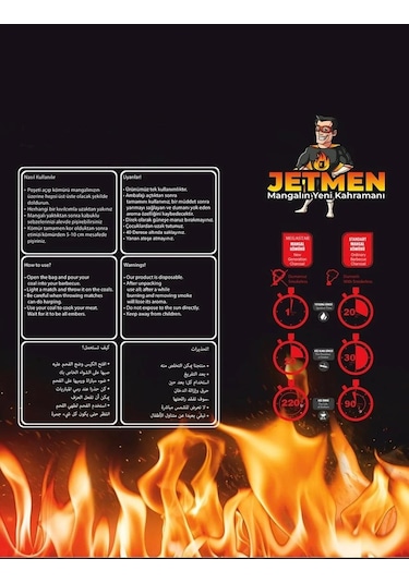 Jetmen Megastar Pro Geliştirilmiş Mangal Kömürü 12 Kg 6 Paket Siyah