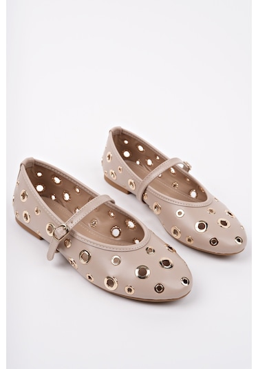 Muggo Misha Tek Bant Troklu Günlük Kadın Babet Nude