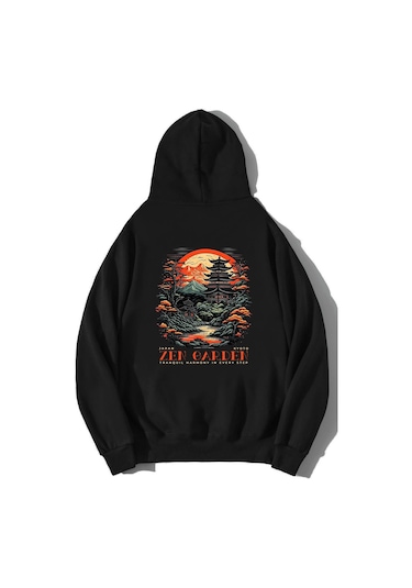 Brz Collection Unisex Oversize Zen Garden Hoodie-siyah Siyah
