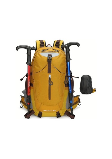 Dashanshop Orange Geniş Kapasiteli Hafif Unisex Outdoor Sırt Çantası Ayarlanabilir Göğüs Kayışları Çıkarılabilir Çerçeve Çok Cepli Kampçılık İş Seyahati Altın