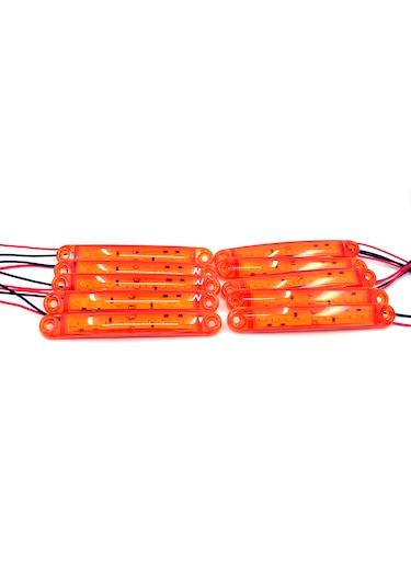 10 Adet Sarı Parmak Lamba 9 Led 12v 24v