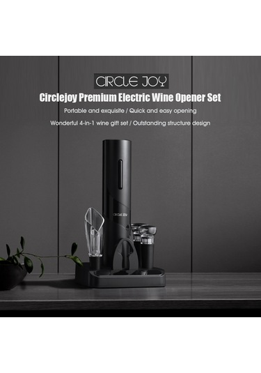 Gajeena Circlejoy Elektrikli Şarap Açıcı, Kablosuz Otomatik Korkaj, Folyo Kesici, Vakum Kapama Ve Aerator İle, 7 Gün Taze Tutma, Partiler Ve Aşk İçin Hediye Seti Siyah