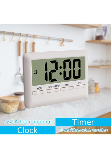 Aubyhe Beyaz Dijital Alarm Saat - Zaman Gösterimi, Alarm Ve Geri Sayım Fonksiyonları İle 3'ü 1 Arada