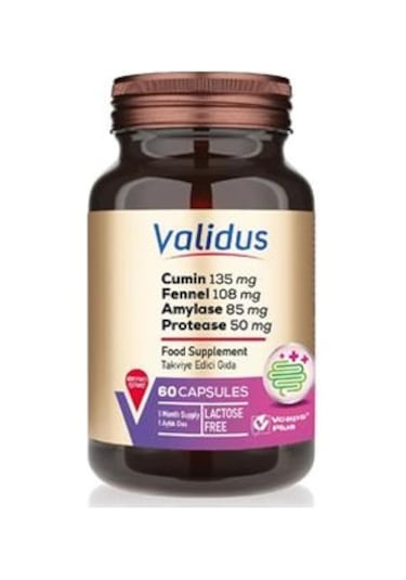 Validus Digestive Comfort Cumin + Fennel + Amylase 60 Kapsül