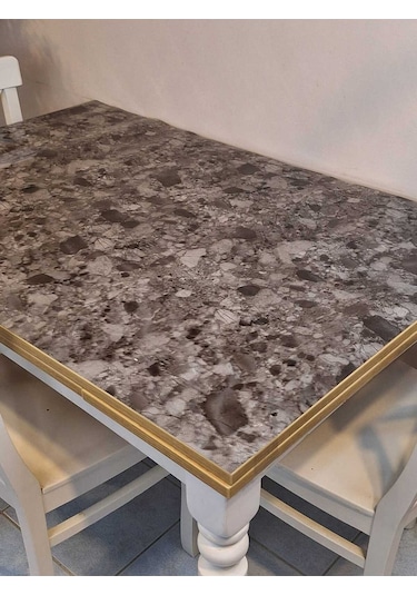 Kalın Pvc Masa Koruyucu 1.2 Mm Mika Örtü, 80 Cm En, Mermer Desen 32pvc-mrm8 Gri