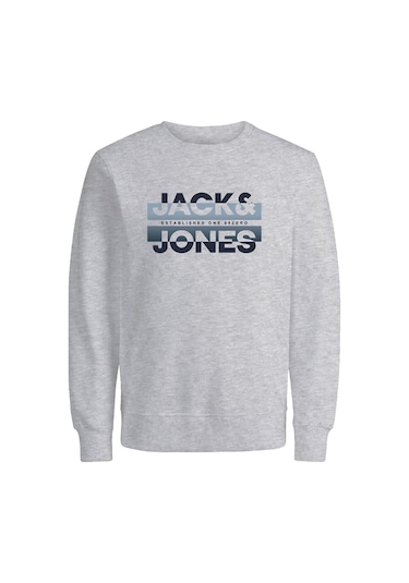 Jack & Jones Erkek Bisiklet Yaka Baskili Sweatshirt - Ray 12267544 Light Grey Melange Gri Jack & Jones Erkek Bisiklet Yaka Baskili Sweatshirt - Ray 12267544 Light Grey Melange Gri