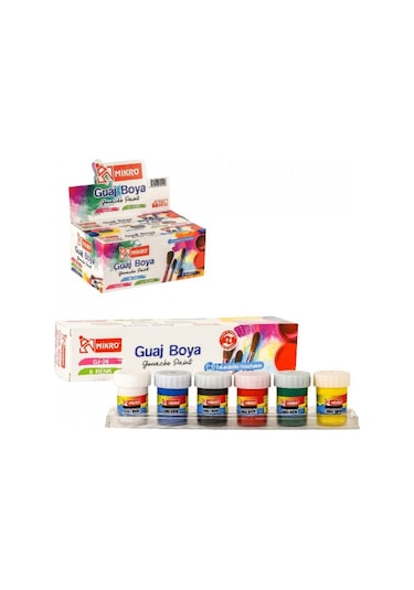 Guaj Boya 6 Renk x 15 ml 1 Paket Guaj Boyası Seti 6 lı Çok Renkli