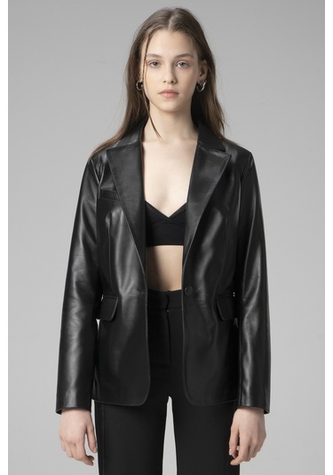 Dericlub Wm011 Gerçek Deri Kadın Blazer Ceket