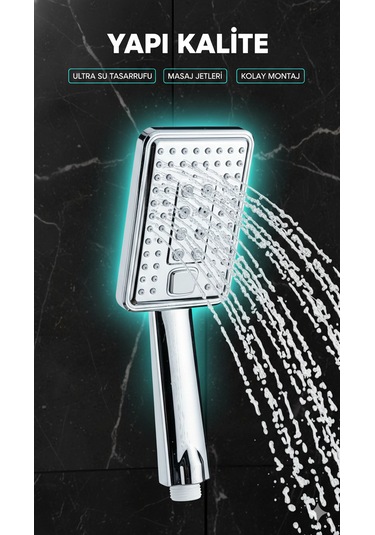 Vıp 2 Fonksiyonlu Kaliteli Banyo Duş Başlığı Uzun Ömürlü Dayanıklı El Duş Telefonu Yeni Model Krom