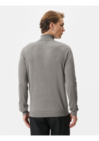 Koton Balıkçı Yaka Kazak Triko Basic Uzun Kollu Viskon Karışımlı Gri 4wam70055ht Gri