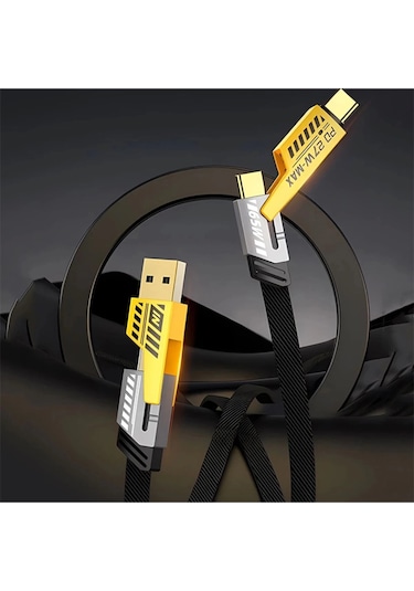 Buğz 4in1 Type-c 65w To Usb-a + Type-c To Lightning 27w Hızlı Şarj Kablosu Siyah