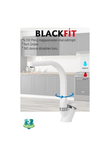 Beyaz Mix Mutfak Bataryası Çift Su Grişli Çeşme Eviye Bataryası Mutfak Çeşmesi Beyaz