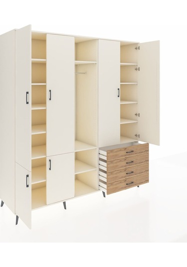 Kronos Dolap 14 Raflı 4 Çekmeceli Tek Askılı 220x59x243 Aytaşı-aytaşı/çam Aytası/atlas Çam