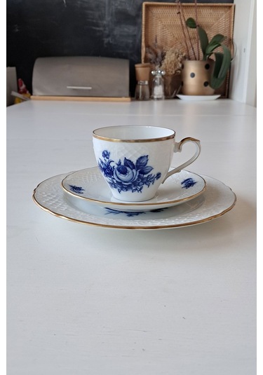 3 Parça Çay Fincanı Kobalt Mavi Kobalt