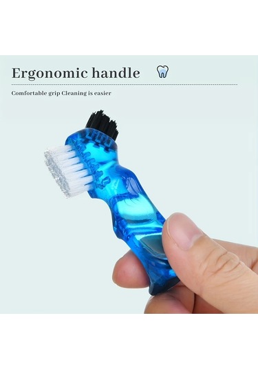 Willowhaven 2 Adet Mavi Çift Başlı Sert Kıllı Küçük Saplı Takma Diş Fırçası