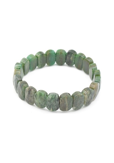 Murty99 Oval Kesim Hakiki Mikaşist Taşı Bileklik Yeşil