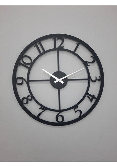 Rakamlı Metal Siyah Duvar Saati 1,5 Mm Kalınlık 60 X 60 Cm Siyah
