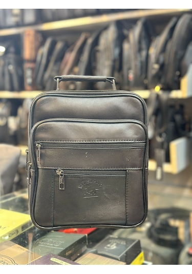 Trg Polo Hakiki Deri Siyah El Çantası Siyah